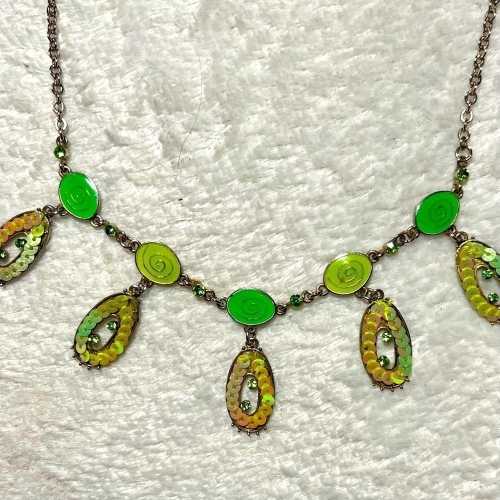 Vintage Sequin Necklace Green